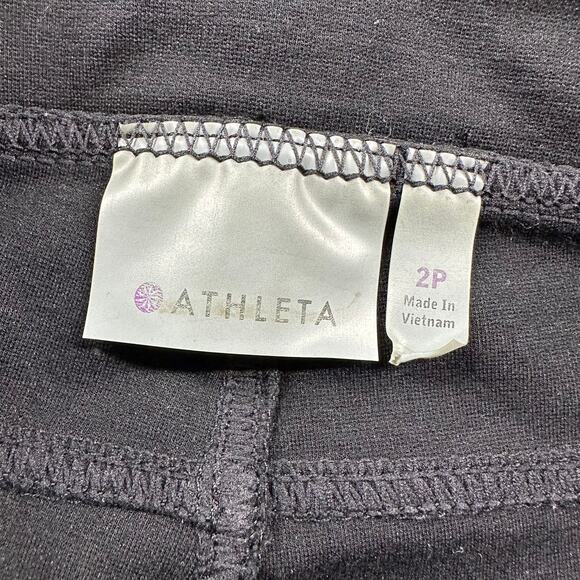 Athleta Pants Womens 2 Petite Black Ponte Knit Moto Stretch Casual Zip Pockets - Picture 4 of 10